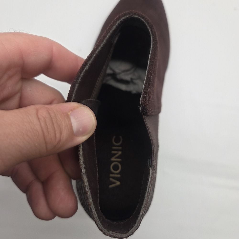 Vionic Upright Anne Java Snake Ankle Boots Size 8 Suede Zip Heel Comfort - Picture 9 of 16